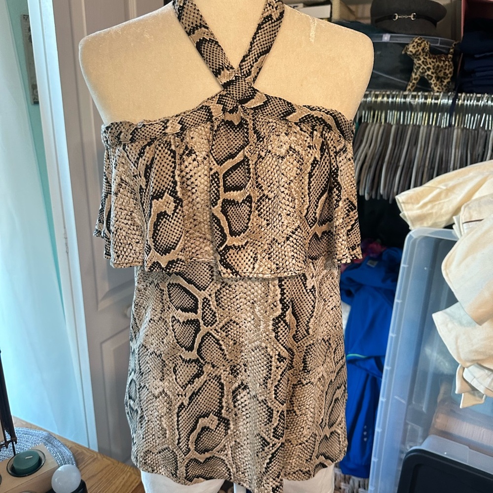 Michael KORS Snake Print Halter Top